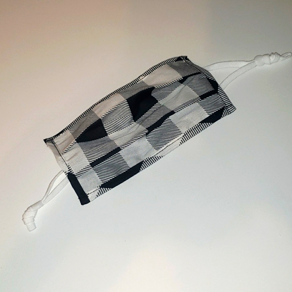 3/$10 Buffalo check mask black white plaid women's
